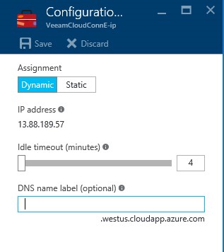 How to configure Veeam cloud connect for the Enterprise VM in Azure Portal?