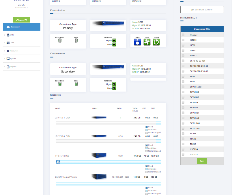 Introduction to storage concentrator GUI