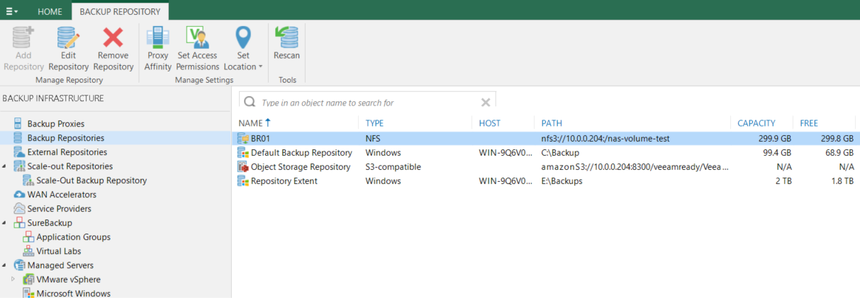 How to setup NAS backup repository for Veeam backup software
